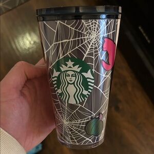 Starbucks Spiderweb Tumbler with Pink and Green Accents